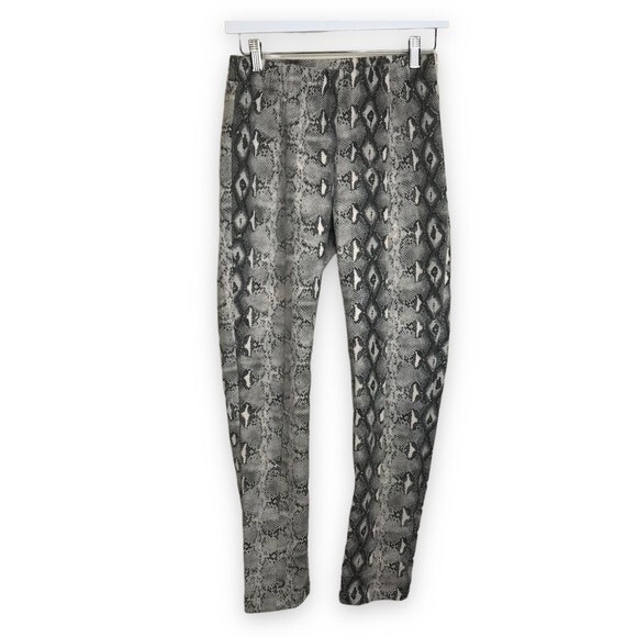 She + Sky Python Reptile Print Skinny Pants Cream Gray Black Side Zip Small - Picture 1 of 12
